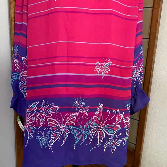 Bob Mackie Wearable Art Oversized Butterfly Tie Neck Blouse Size M - Picture 7 of 9